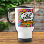 World's Best Girlfriend Fun Modern Retro Comic Travel Mug<br><div class="desc">Personalise,  customise,  make it your own the Comic Book Pop Art way! Cool,  trendy and fun design that puts the wham zap pow into your day. A great gift for any superhero girlfriend. Designed by Thisisnotme©</div>