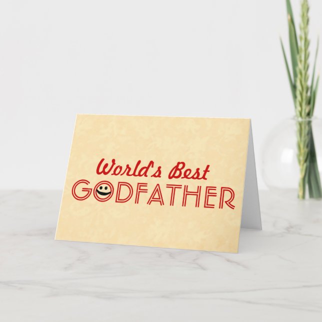 World's Best GODFATHER Funny Gold V2E Card (Front)