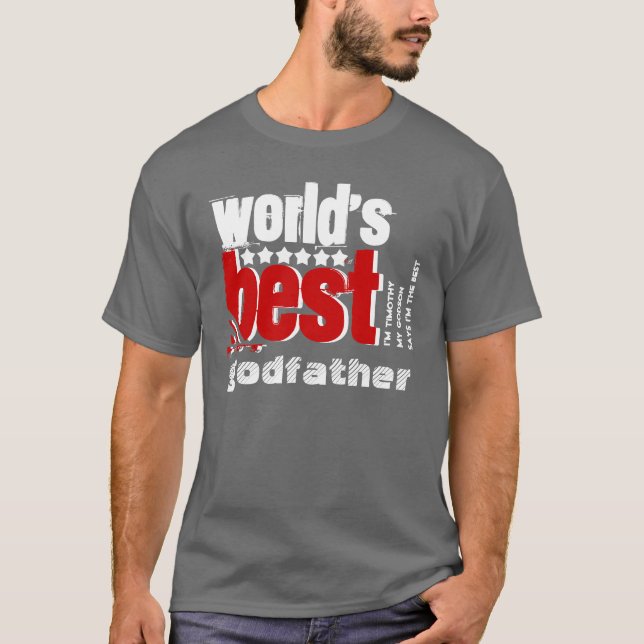 World's Best Godfather X186B GRAY RED WHITE T-Shirt (Front)