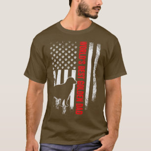 Worlds Best Golden Dad American Flag T-Shirt