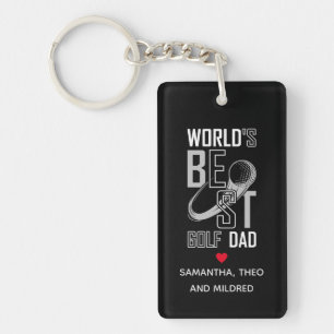 World's Best Golf  Dad   Black and White Dad Gift Key Ring