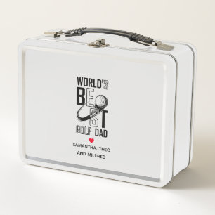 World's Best Golf  Dad   Black and White Dad Gift Metal Lunch Box