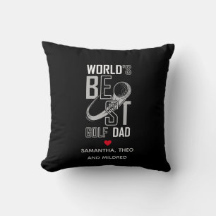 World's Best Golf Dad Black and White Dad Gifts Cushion