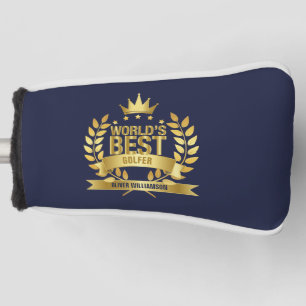 World's Best Golfer Navy Blue And Gold 5 Star Golf Head Cover