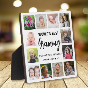 Worlds Best Grammy 12 Photo Collage Grandkids Plaque