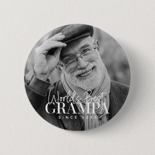 World's Best Grampa Since 20XX Modern Chic Photo 6 Cm Round Badge