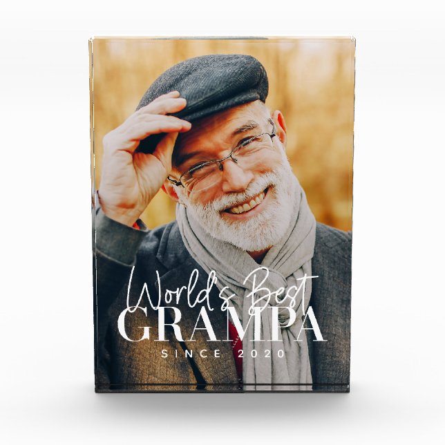 World's Best Grampa Since 20XX Modern Chic Photo Block (Front)