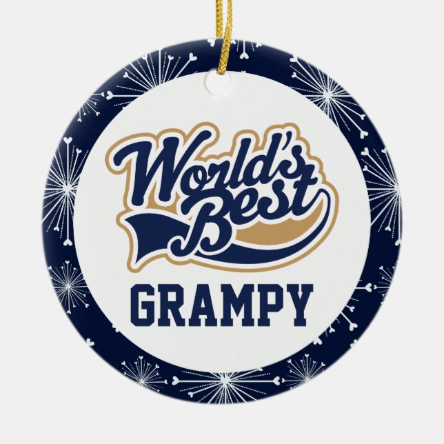 Worlds Best Grampy Grandfather Gift Ceramic Tree Decoration (Front)