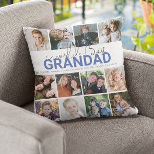 Worlds Best Grandad Photo Collage Throw Pillow