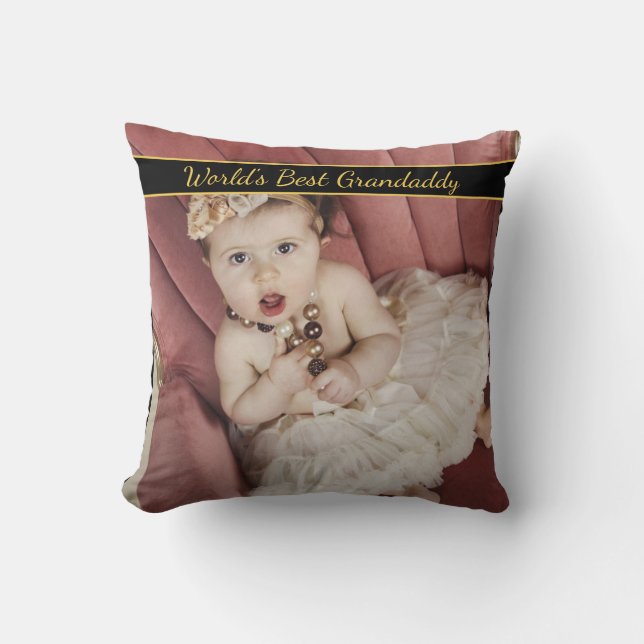 World's Best Grandaddy Photo Throw Pillow (Front)
