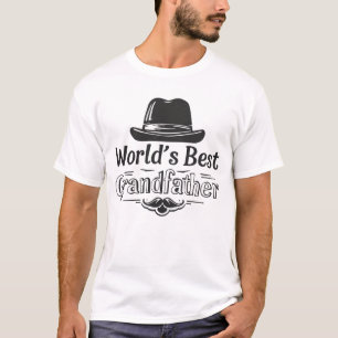 Worlds Best Grandfather Vintage Hat Mustache T-Shirt