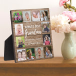 World's Best Grandma 12 Photo Collage Grandkids  Plaque<br><div class="desc">Create your own photo collage  plaque  with 12 of your favourite pictures on a wood texture background .Personalise with grandkids photos . Makes a treasured keepsake gift for grandma for birthday, mother's day, grandparents day, etc</div>