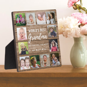 World's Best Grandma 12 Photo Collage Grandkids  Plaque
