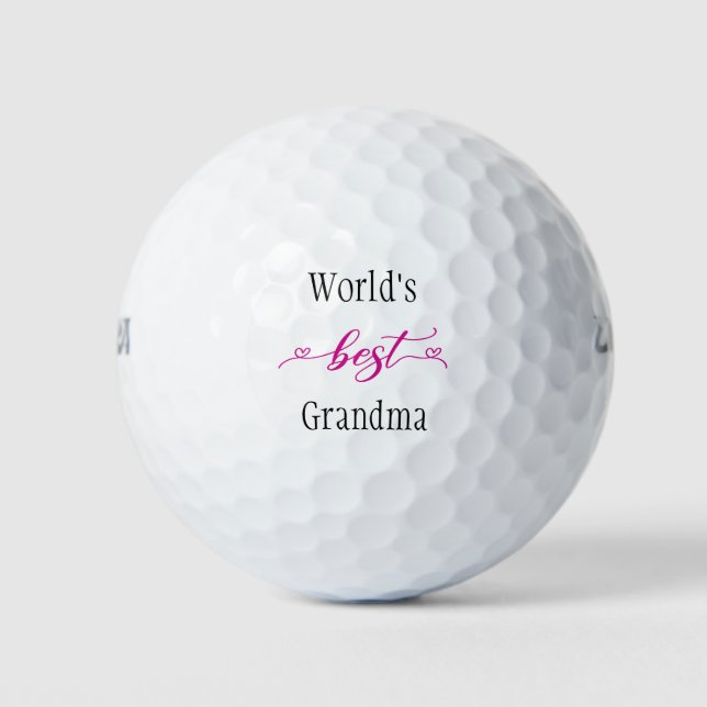 World's Best Grandma and Hearts Pink and White Golf Balls (Front)