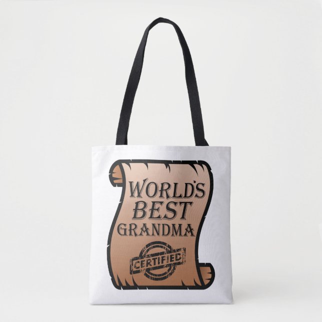 World's Best Grandma Certified Certificate Funny Tote Bag (Front)