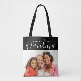 World's Best Grandma Custom Photo Gift Tote Bag