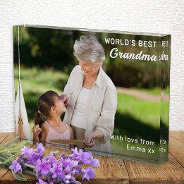 World's Best Grandma Custom Photo Keepsake Acrylic Award