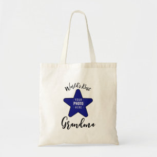 World's Best Grandma Custom Star Photo Tote Bag