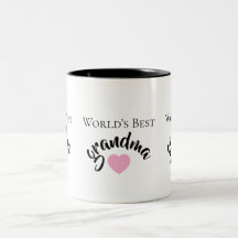 Worlds Best Grandma Cute Heart White Elegant