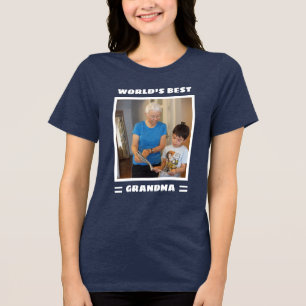 World's Best Grandma Fun Custom Photo Personalised Tri-Blend Shirt