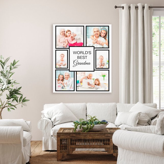 World's Best Grandma Grandchild 6 Photo Collage Canvas Print (Creator Uploaded)