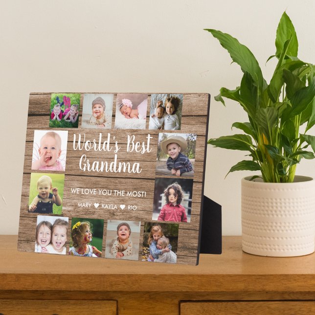 World's Best Grandma Grandkids 12 Photo 8" x 10" Plaque (Creator Uploaded)