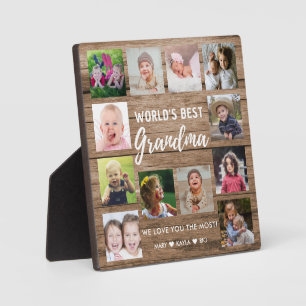 World's Best Grandma Grandkids 12 Photo Collage Plaque