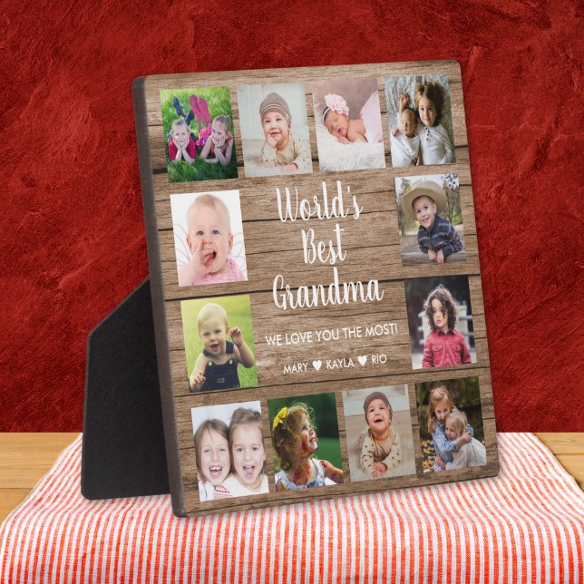 World's Best Grandma Grandkids 12 Photo Collage Plaque (World's Best Grandma Grandkids 12 Photo Collage Plaque)
