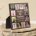 World's Best Grandma Grandkids 12 Photo Wood Plaque<br><div class="desc">Create your own photo collage  plaque  with 12 of your favorite pictures on a wood texture background .Personalize with grandkids photos . Makes a treasured keepsake gift for grandma for birthday, mother's day, grandparents day, etc</div>