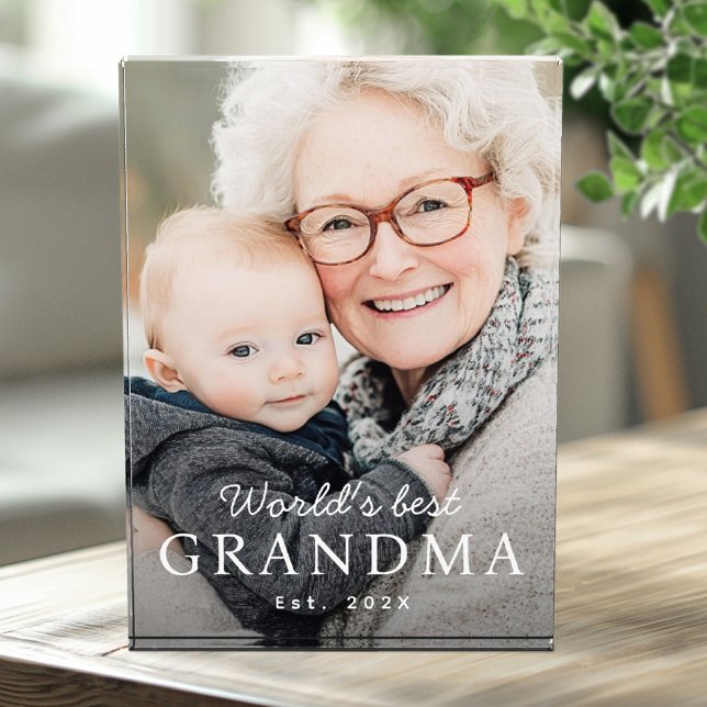 World's best grandma grandmother est year photo block (World's best grandma grandmother est year photo block)