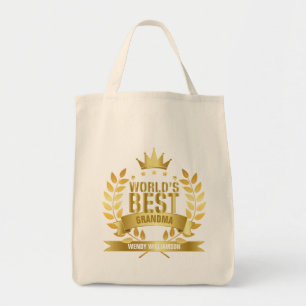 World's Best Grandma, Grandmother Gold Tote Bag