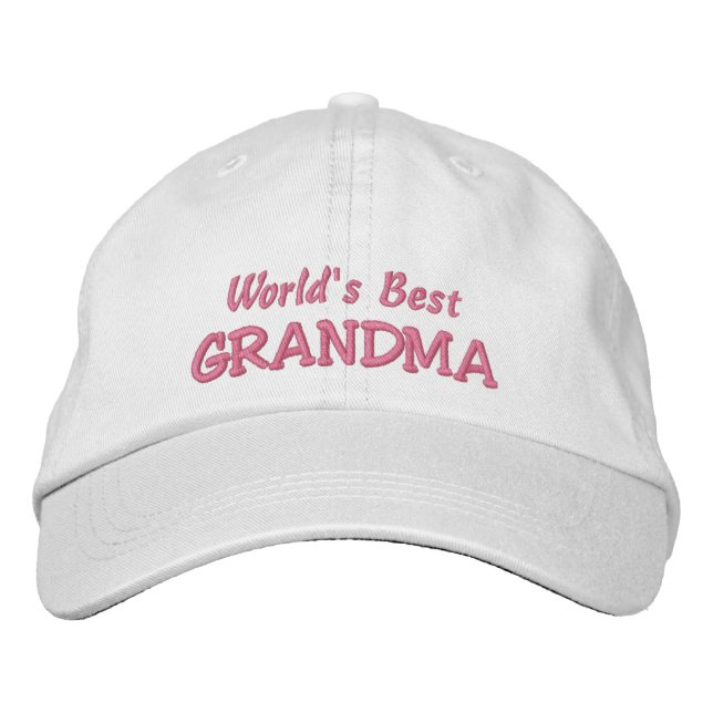 World's Best GRANDMA-Grandparent's Day OR Birthday Embroidered Hat (Front)