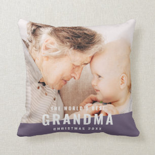 World's Best Grandma Modern Chic Photo Holiday Cushion