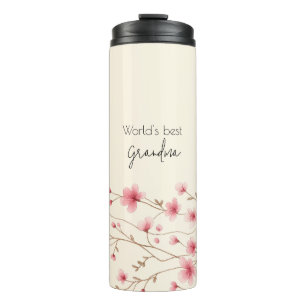 World's Best Grandma - Pastel Floral Personalised  Thermal Tumbler