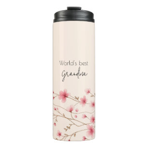World's Best Grandma - Pastel Floral Personalised  Thermal Tumbler