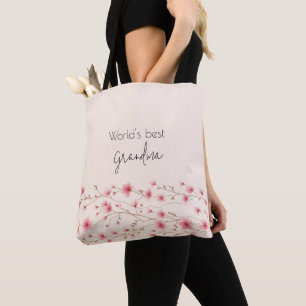 World's Best Grandma - Pastel Floral Personalised Tote Bag