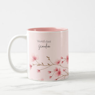 World's Best Grandma - Pastel Floral Personalised Two-Tone Coffee Mug