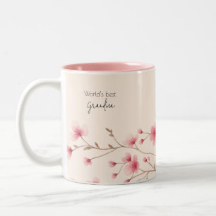 World's Best Grandma - Pastel Floral Personalised Two-Tone Coffee Mug