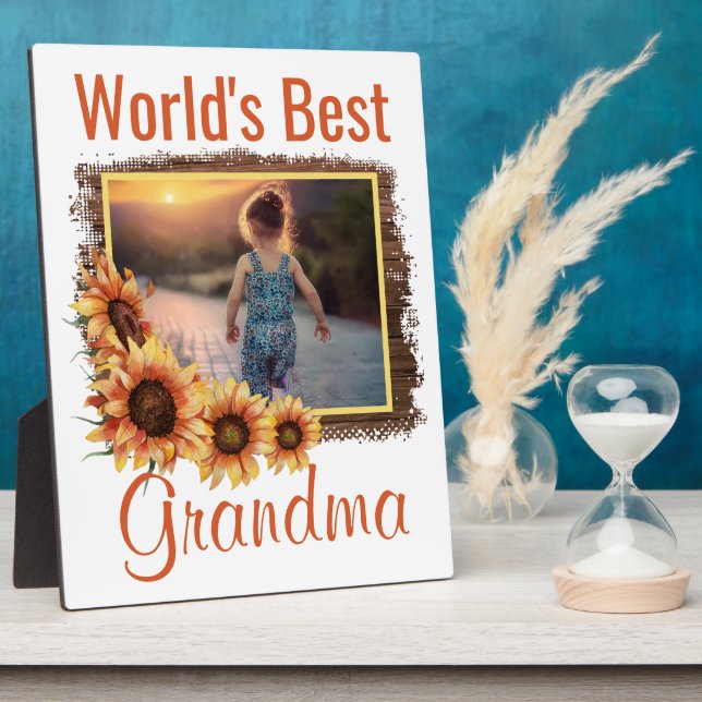World's Best Grandma Personalised Photo Plaque (Side)