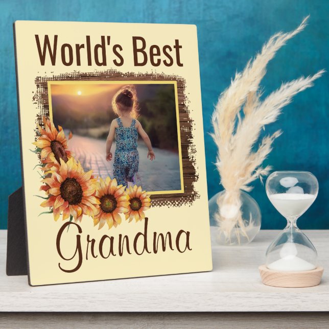 World's Best Grandma Personalised Photo Plaque (Side)