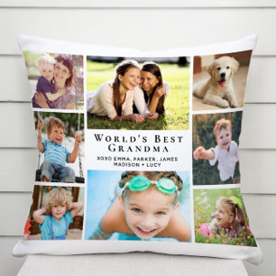 World's Best Grandma Photo Collage Personalised Cushion