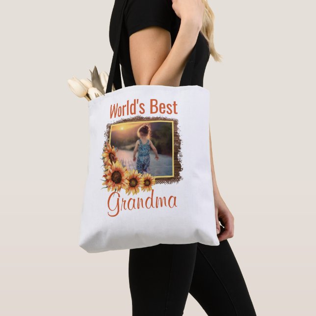World's Best Grandma Photo Tote Bag (Close Up)