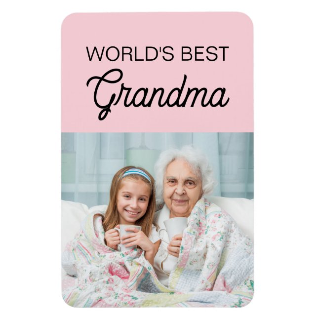 World's Best Grandma Pink Grandchild Photo  Magnet (Vertical)