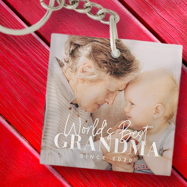 World's Best Grandma Since 20XX Simple Chic Photo Key Ring (Creator Uploaded)