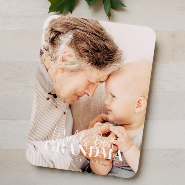World's Best Grandma Since 20XX Simple Chic Photo Magnet (Creator Uploaded)