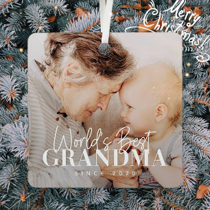 World's Best Grandma Since 20XX Simple Chic Photo Metal Tree Decoration