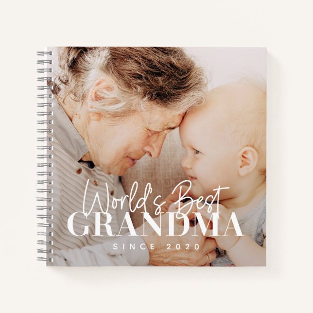 World's Best Grandma Since 20XX Simple Chic Photo Notebook (Front)