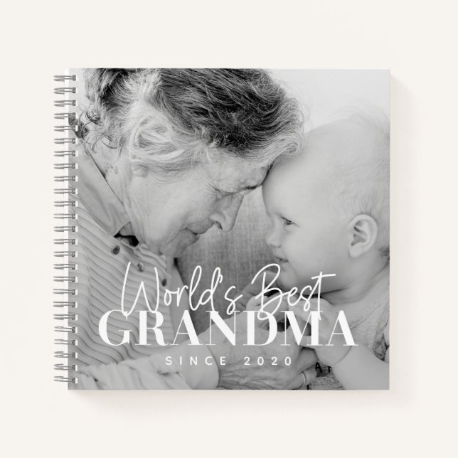 World's Best Grandma Since 20XX Simple Chic Photo Notebook (Front)