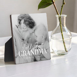 World's Best Grandma Since 20XX Simple Chic Photo Plaque