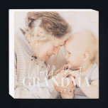 World's Best Grandma Since 20XX Simple Chic Photo Wooden Box Sign<br><div class="desc">This simple and modern design is composed of serif and cursive typography and add a custom photo</div>